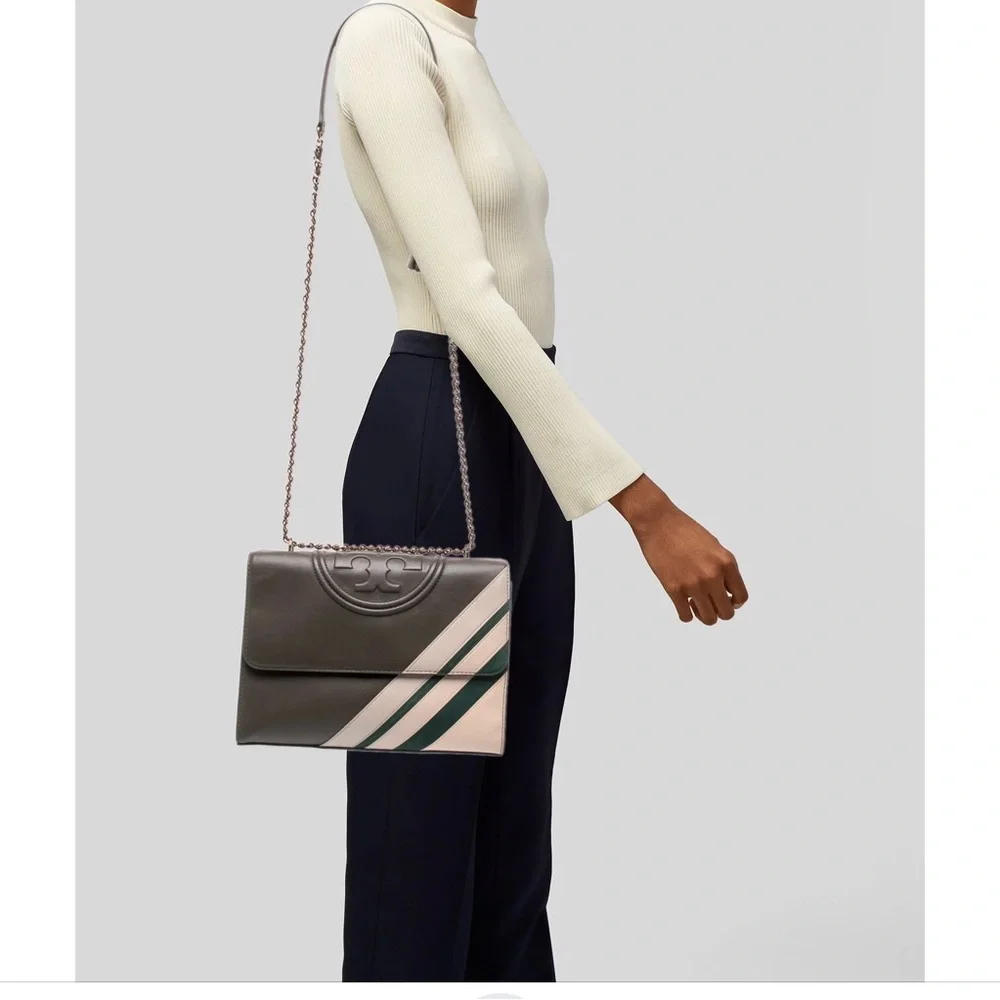 Tory Burch Fleming Stripe Convertible Shoulder Bag Price $450